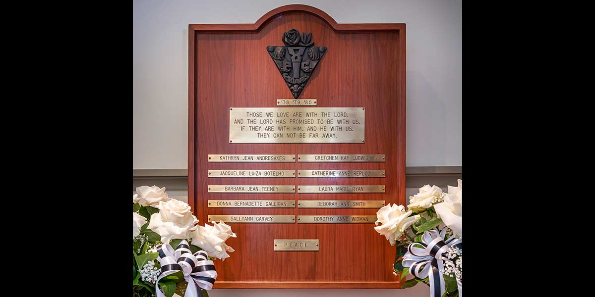 Aquinas fire memorial plaque